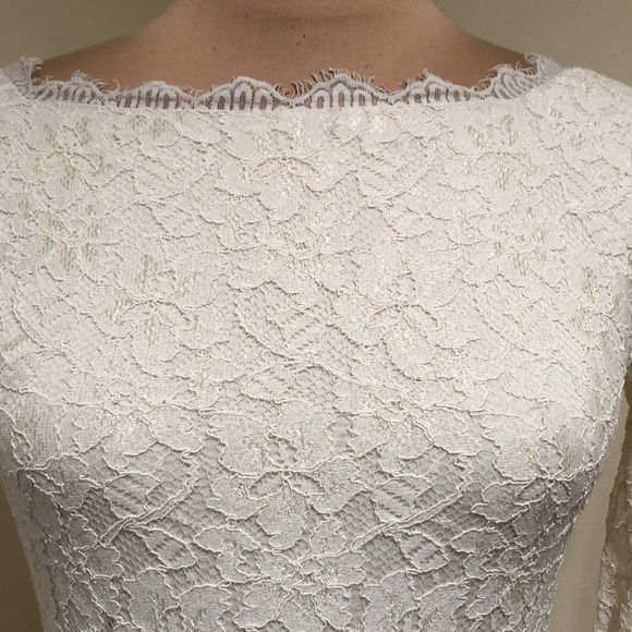 Diane Von Furstenberg Zarita Dress Size 6 Cream Floral Lace Bodycon Mini - Picture 3 of 11